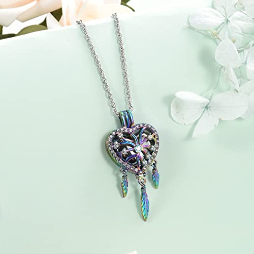 shajwo Dream Catcher Urn Necklace for Ashes - color: Rainbow-Silver