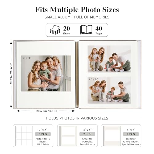 Linen Self Adhesive Photo Album 10x10 40 Pages Beige | Window cover, Small Scrapbook album, 2x3 4x6 5x7 photos, Wedding, Anniversary, Family events - color: Beige, size: 40 Pages (20 Sheets), 10 x 10 Inch
