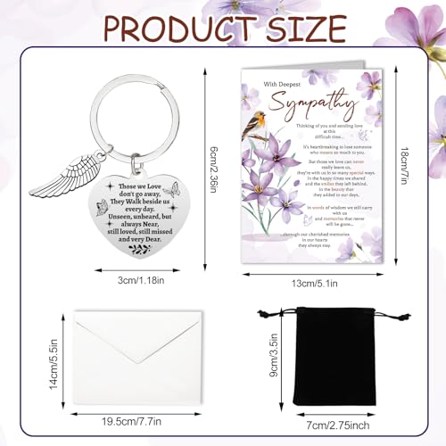 HOWAF Sympathy Card Greeting Cards, Sympathy Cards Thinking of You Cards, Sympathy Gifts, Bereavement Gifts, in Memory of Loved One Gifts, Condolences Card with Memorial Keyring for Memorial Gift