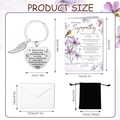 HOWAF Sympathy Card Greeting Cards, Sympathy Cards Thinking of You Cards, Sympathy Gifts, Bereavement Gifts, in Memory of Loved One Gifts, Condolences Card with Memorial Keyring for Memorial Gift