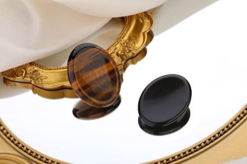 QINJIEJIE 2PCS Worry Stone for Anxiety Tiger's Eye Obsidian Stones - color: B-obsidian & Tiger's Eye