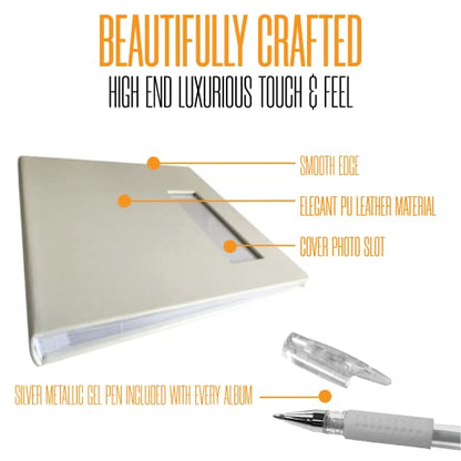 2x6 Strip Album, White Cover White Pages, 2 Gel Pens, 20pk - color: White, size: 20