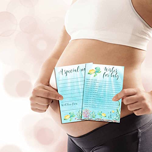 Little Hatchling Cute Sea Turtle Sea Life Baby Wishes Cards 20, 4"x6" - Great Keepsake and Fun Activity for Baby Showers - Wishes for Baby Keepsakes Last Generations - Fill-In, Double-Sided Cards - style: Hatchling Cute Sea Turtle