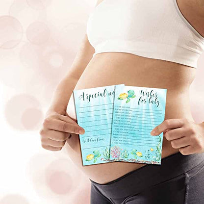 Little Hatchling Cute Sea Turtle Sea Life Baby Wishes Cards 20, 4"x6" - Great Keepsake and Fun Activity for Baby Showers - Wishes for Baby Keepsakes Last Generations - Fill-In, Double-Sided Cards - style: Hatchling Cute Sea Turtle