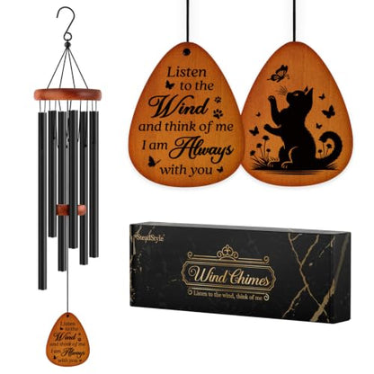 SteadStyle Cat Memorial Gifts for Loss of Cat, Pet Memorial Wind Chimes | Pet Memorial Gifts for Cats, Loss of Cats Sympathy Gift, Remembrance Sympathy Wind Chime Outdoor Garden Patio 25.5 In - size: 25.5 In