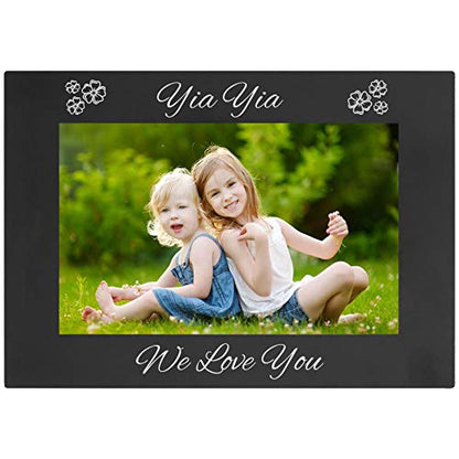 CustomGiftsNow YiaYia - We Love You Engraved Anodized Aluminum Hanging/Tabletop Group Family Photo Picture Frame - size: 4x6-inch Horizontal