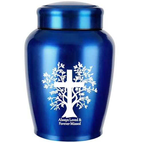 Cremation Urns for Human Ashes Adult - Female Man Women Male | Burial Funeral Keepsake Urn Large up to 180 lbs - color: Blue