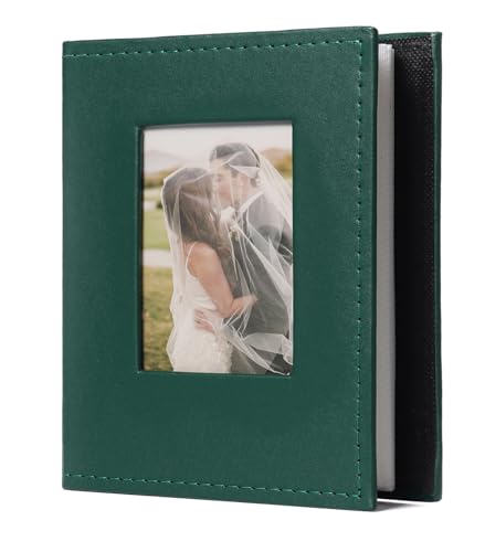 RECUTMS Photo Album 4x6 100 Photos Leather Small Album for Baby Dark Green | White Inner Page, 100 Vertical Pockets, Travel Family Wedding Pictures Book, DIY Front Window, Anniversary Graduation Gifts - color: Dark Green, size: 100 pockets