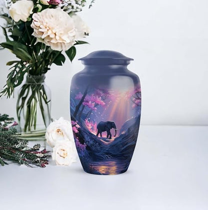 Cremation Urns Elephant Set of 2 - Blue Funeral Keepsake Urns for Ashes - color: Elephant-3, size: combo-1