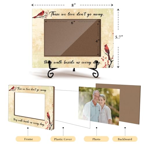 Cardinal Memorial Picture Frame, Sympathy Frames for Loss of Loved One, Bereavement Gifts Cardinal Memorial Gifts Table Decor Wooden Cardinal Photo Frame 4x6 Photo /06 - style: 02