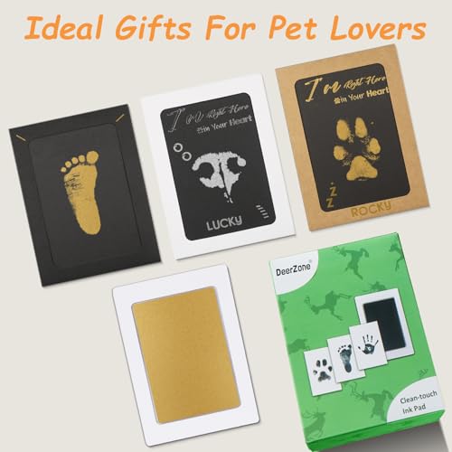 DeerZone Inkless Paw Print Kit,Dog Paw Print Kit,Dog Nose Print Kit - color: Gold/Silver, size: Medium-Large 4 Pack