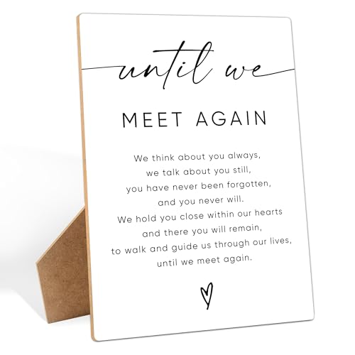 Until We Meet Again Sign for Wedding Reception, Memory Table Sign for Funeral and Wedding Reception Decorations, 8x11" White Wedding Memorial Sign Memorial Decorations for Loss of Loved One, 04 - style: Until We Meet Again