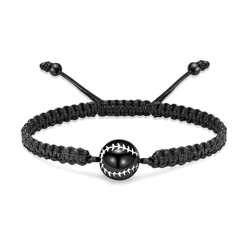 Hearbeingt Baseball Urn Bracelet for Ashes Cremation Jewelry for Women Men - color: Black