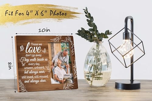 Memorial Photo Frame - Those We Love Don't Go Away Sympathy Condolence Gift - Butterfly Bereavement for Loss of Loved One - In Loving Memory Picture Frame -B14 - color: Rustic