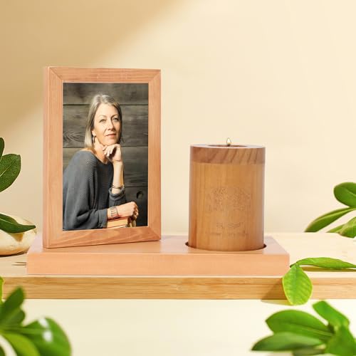 Photo Frame Small Urn for Human Ashes Memorial with Tree of Life Wooden Candle-holder urns Picture Frame Mini Cremation Urn for Loss of Loved One 4’’-6’’ Photo little Keepsake vertical photo urn