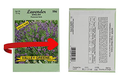 Set of 100 Assorted Valley Green Flower Seed Packets! Flower Seeds in Bulk - 20+ Varieties Included