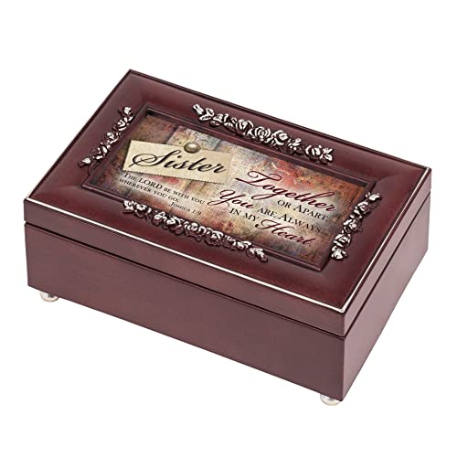 Cottage Garden Sister Always in My Heart Petite Rosewood Jewelry Music Box Plays You are My Sunshine