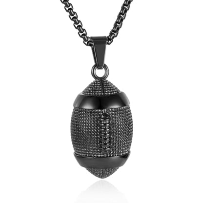 America Football Urn Necklace For Ashes For Men Stainless Steel Rugby Cremation Jewelry Hold Human Ashes Keepsake Neckace Engravable Memorial Of Loved Ones - color: Black