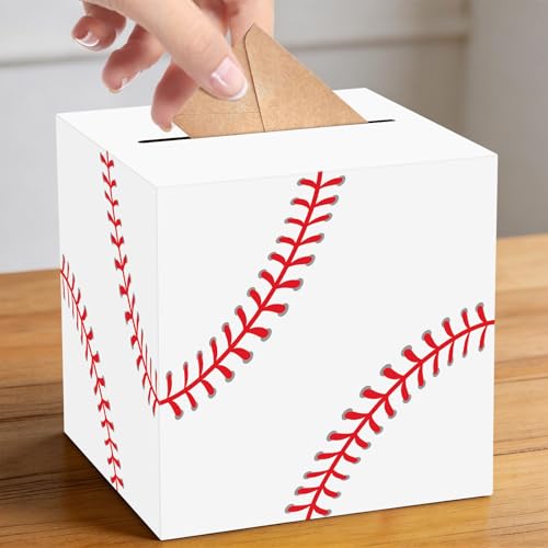Hxezoc Baseball Card Box Sports Party Favors Post Box Cardboard Receiving Money Holder for Baseball Theme Wedding Reception, Baby Showers, Anniversary, Birthday Party, Table Centerpiece Decorations - style: Baseball
