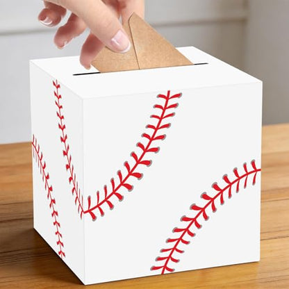 Hxezoc Baseball Card Box Sports Party Favors Post Box Cardboard Receiving Money Holder for Baseball Theme Wedding Reception, Baby Showers, Anniversary, Birthday Party, Table Centerpiece Decorations - style: Baseball