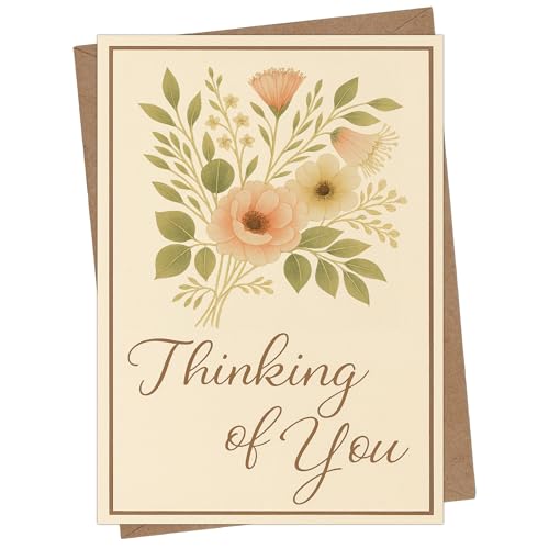 Cheerin Thinking of You Cards with Envelopes - Sympathy Cards for Loss of Loved Ones - Sorry For Your Loss Card Floral Design 5x7 Inch - style: Floral Bouquet