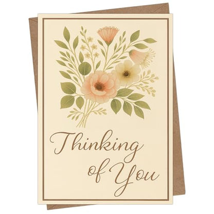 Cheerin Thinking of You Cards with Envelopes - Sympathy Cards for Loss of Loved Ones - Sorry For Your Loss Card Floral Design 5x7 Inch - style: Floral Bouquet