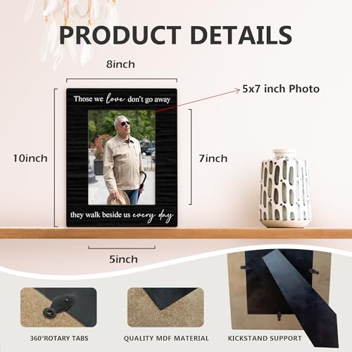 Memorial Gifts Picture Frame 5x7, Memorial Photo Frame, Sympathy Bereavement Gifts for Loss of Loved One, Those We Love Don't Go Away Wooden Picture Photo Frames for Desk Home Room Decor