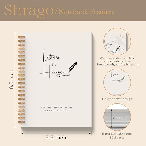 Letters to Heaven Notebook Journal 5.5x8.3, Grief Journal for Women, Memorial Sympathy Gifts for Loss of Loved One, Remembrance Bereavement Gifts Spiral Hardcover Notebook - color: Letters Heaven