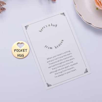 Ralukiia Pocket Hug from Heaven, Metal Engraved Token, Memorial Gift for Loss of Mom Dad Son Daughter Husband Wife Grandpa Grandma Brother Sister, Sympathy Condolence Gifts, Rose Gold - color: rose gold
