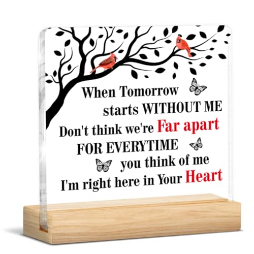Sympathy Memorial Bereavement Remembrance Gifts for Loss of Father Mother | When Tomorrow Starts Without Me Acrylic Plaque Sign with Wooden Stand Home Decor - color: Sympathy-d