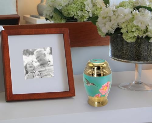 Hummingbird Keepsake Urns for Human Ashes with Velvet Gift Box for Cremation Keepsakes for Ashes - Small Cremation Urn and Small Keepsake Urn Set of 4 - color: Hummingbird