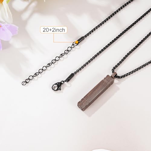 abooxiu Urn Necklace for Ashes Memorial Cremation Jewelry for Ashes Stainless Steel Ashes Jewelry Cube Ashes Necklace Bar Urn Pendant for Women Men - style: Wood Texture Finish
