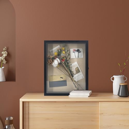 Large Graduation Shadow Box Frame for Cap Gown, Black 13x16 Display Case - color: Rustic Black, size: 13"x16" (33x40 cm)