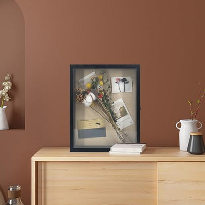Large Graduation Shadow Box Frame for Cap Gown, Black 13x16 Display Case - color: Rustic Black, size: 13"x16" (33x40 cm)
