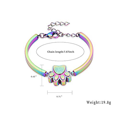 Stainless Steel Paw Print Urn Bracelet Memorial Ash Keepsake Cremation Jewelry Dog Ashes Bracelet - color: Style 2