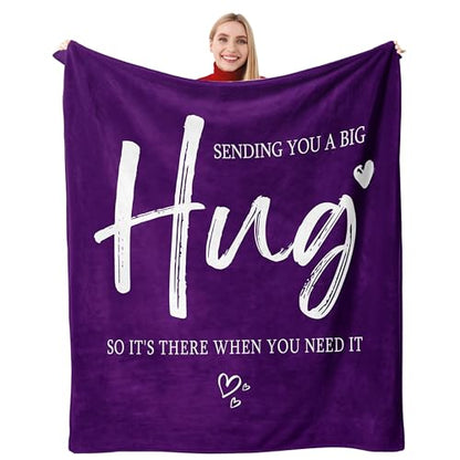Get Well Gifts for Women, Healing Hug Purple Blanket 50"X60" | Inspirational Gifts for Women, Breast Care Gifts for Women, Thinking of You Feel Better Sympathy Gifts Throw Blanket - color: Purple-big Hug