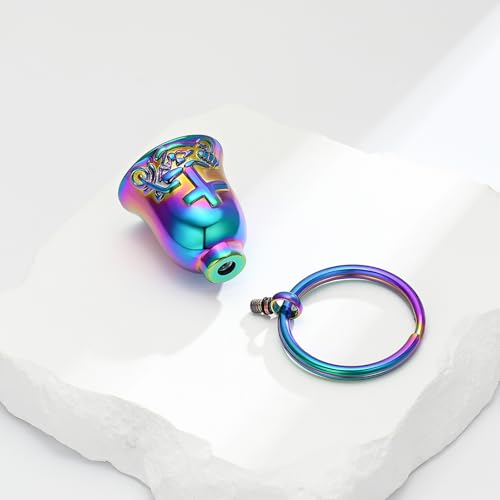 zeqingjw Bell Cremation Keychain for Ashes Holder Cross Motorcycle Cremation Jewelry Urn Keychain Keepsake Ashes Jewelry - color: Keychain-colorful