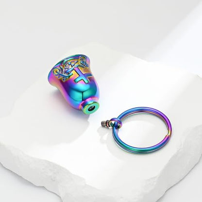 zeqingjw Bell Cremation Keychain for Ashes Holder Cross Motorcycle Cremation Jewelry Urn Keychain Keepsake Ashes Jewelry - color: Keychain-colorful
