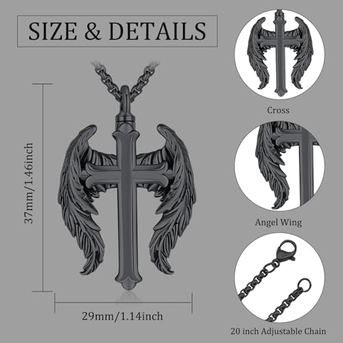 Aniu S925 Sterling Silver Urn Necklace Cremation Jewelry for Ashes - color: Black Cross - B