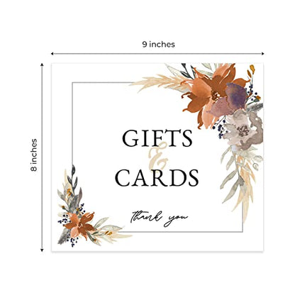 Indie Autumn Floral Gifts And Cards Sign / 8" x 9" Modern Boho Table Top Sign/Wedding Anniversary Reunion Sign/Made In The USA - color: Indie Autumn Floral, style: Gifts & Cards