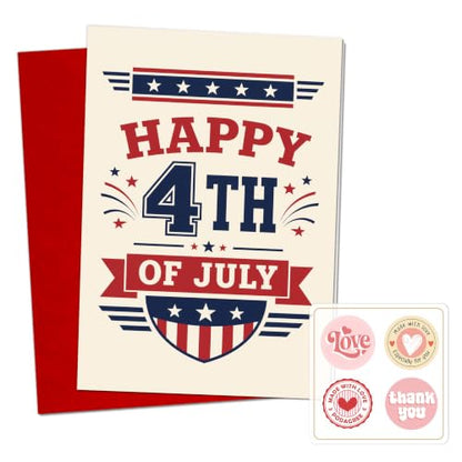 Fourth of July Card Happy 4th Celebration Patriotic Fireworks | 4th of July Card with Classic American Flag Style for Independence Day Celebration, Patriotic Party and Holiday Events - color: ame15