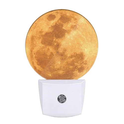 Moon Lamp Yellow Full Moon LED Dusk to Dawn Night Light Auto Sensor for Bedroom Bathroom Hallway Living Room - color: Yellow Full Moon