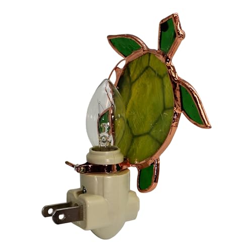 Gift Essentials Sea Turtle Plug-in Night Light - Stained Glass Nightlight | Sea Turtle Stained Glass Plug-in Nightlight with On/Off Rocker Switch. Includes One 4-Watt Replaceable Warm-Glow Bulb. - color: Sea Turtle