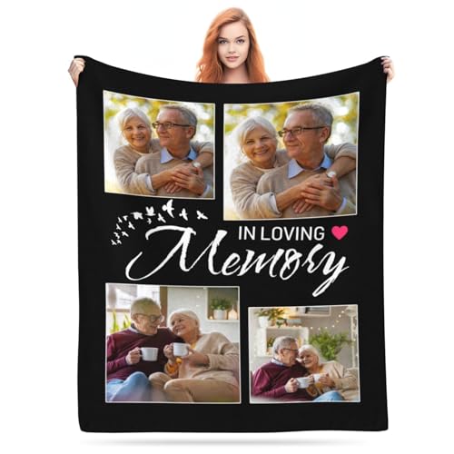 Custom Memorial Blanket with Picture, Customized Picture Blanket Throws for Loss of Mother Father Grandma Grandpa - color: Memorial Blanket 2