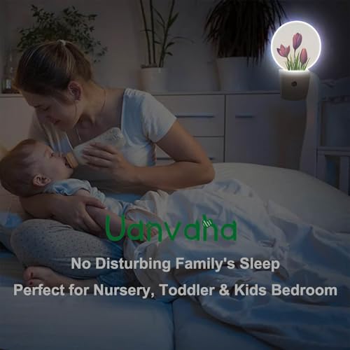 Tulip Night Light Purple Flower Tulips Floral LED Dusk to Dawn Plug-in Nightlight Auto Sensor for Bedroom Bathroom Hallway Living Room - color: Tulips