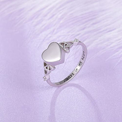 Heart Cremation Ring for Ashes: 925 Sterling Silver Forever in My Heart Carved Urn Keepake Rings Memorial Jewelry for cat and dog - size: 6, style: Blank Heart