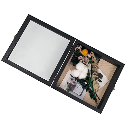 Small Shadow Box Frame 8x8 Display Case, Black Wedding Bouquet Memory Box - color: Rustic Black, size: 8"x8" (20x20 cm)