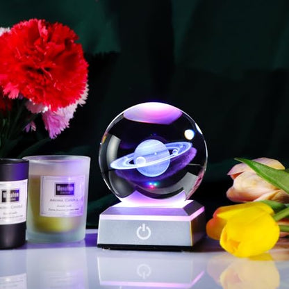 3D Saturn Crystal Ball, Astronomy Physics Science Gifts Planet Lamp, 3.15'' - color: Saturn