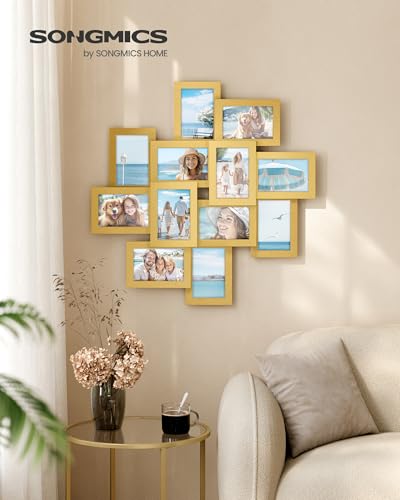 SONGMICS 12-Pack 4 x 6 Collage Picture Frames with Glass Front - color: Pale Gold, size: 12 Pack
