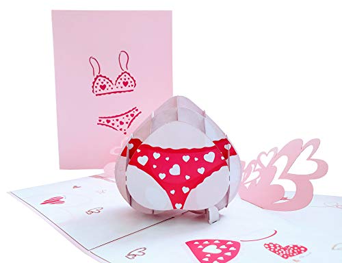 iGifts And Cards Sexy Lingerie 3D Pop-Up Card – Cheeky Love 6"x8" | Valentine's Day, Thinking of You, Romantic Keepsake, Wife, Girlfriend, Playful Hearts, Flirty Surprise, Just Because, For Her - color: Underwear